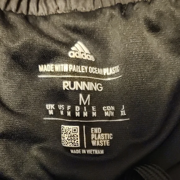 Adidas Men's Black Athletic Shorts with White Stripes - Picture 2 of 3